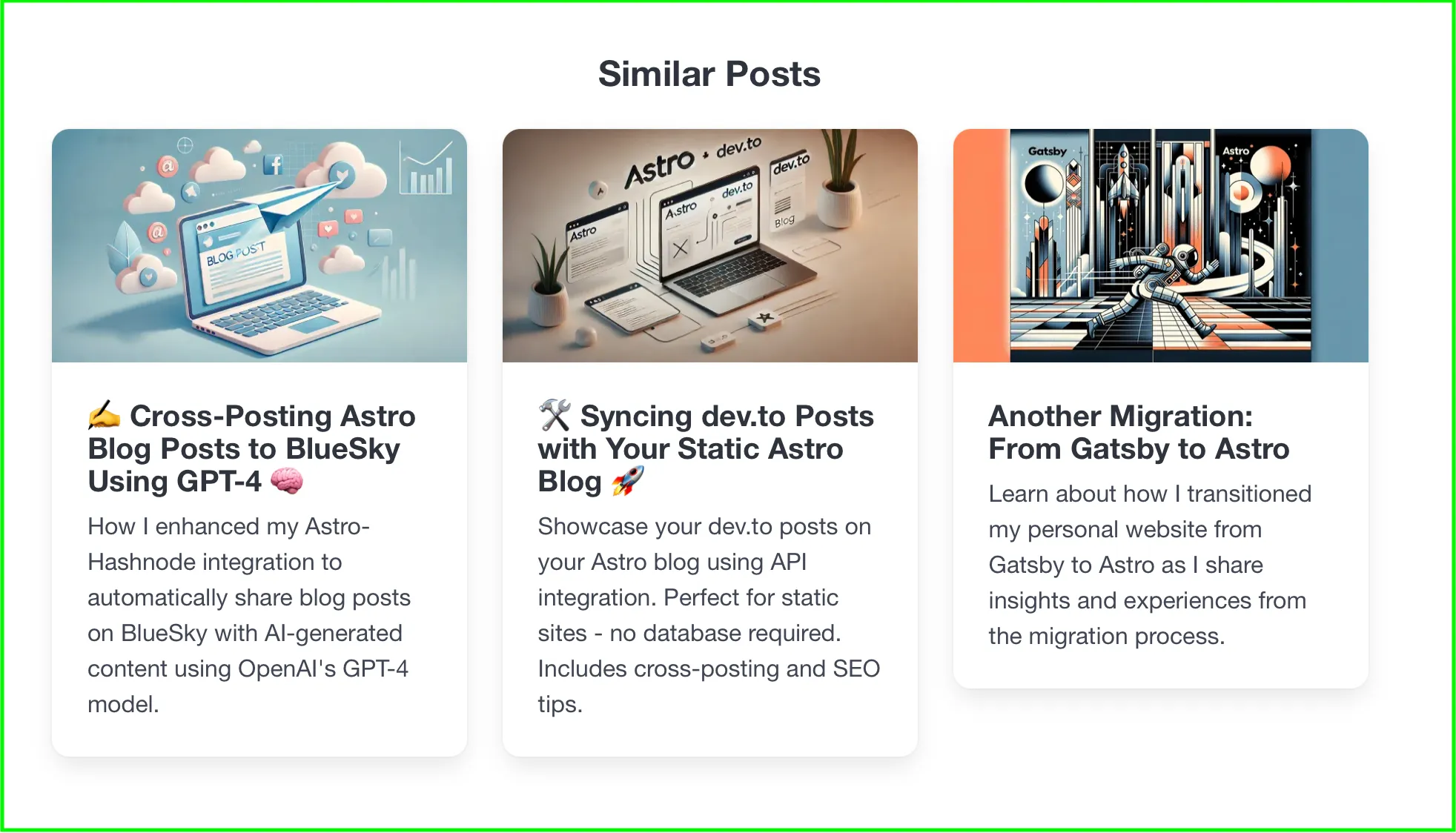 Screenshot of the "Similar Posts" component rendered in the browser